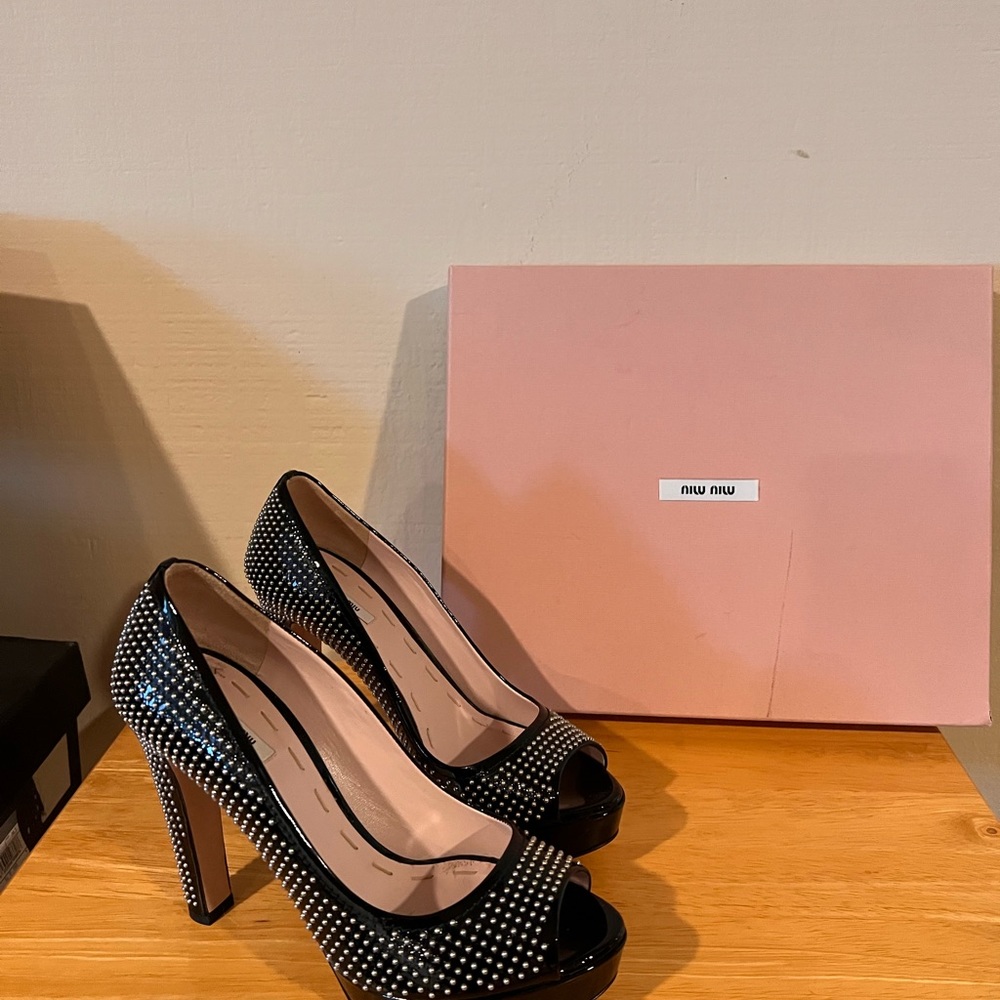 Miu Miu high, high studded heels! Worn once!